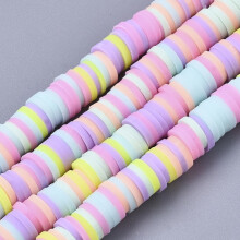 Handgemaakte Heishi-kralenstreng van polymeerklei voor doe-het-zelf-sieraden, schijf-/platte ronde kralen in diverse kleuren, 320-447 stuks per