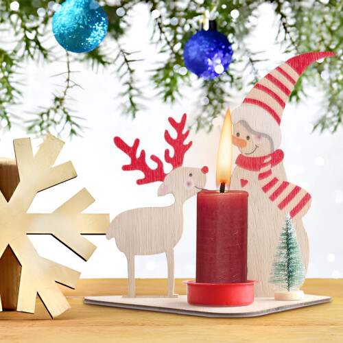Support en bois pour bougie de Noël, centre de table 2