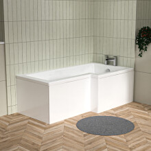 Nes Home L Shaped Right Hand 1600mm Curved Shower Bath Acrylic