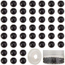 Black Obsidian Round Beads 8mm 100 pcs with Elastic Thread