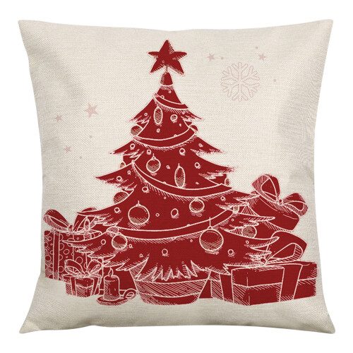 Housse de coussin de Noël en lin 45 x 45 cm