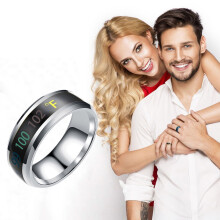 Valentinstagsgeschenke im Angebot! WJSXC Modischer, intelligenter Partnerring mit Temperaturanzeige und Stimmungsanzeige (8 mm)