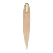 (16inch, ash&blond) Real Remy Human Hair Ponytail Extension Claw Clip In Hair Extensions Long Natural Straight Ponytail Hairpiece