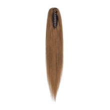 (20inch, lightbrown) Real Remy Human Hair Ponytail Extension Claw Clip In Hair Extensions Long Natural Straight Ponytail Hairpiece