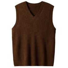 (S, Brown) Mens Solid Sleeveless Pullover Outerwear Vest