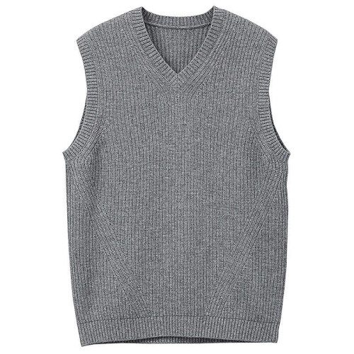 (S, Grey) Mens Solid Sleeveless Pullover Outerwear Vest