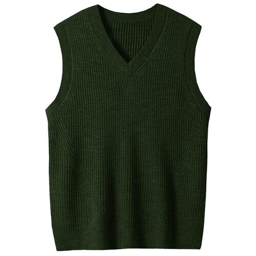 (M, Dark green) Mens Solid Sleeveless Pullover Outerwear Vest