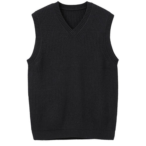(S, Black) Mens Solid Sleeveless Pullover Outerwear Vest