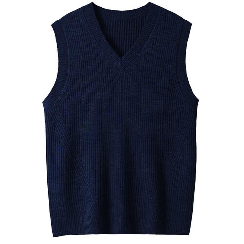 (S, Dark blue) Mens Solid Sleeveless Pullover Outerwear Vest