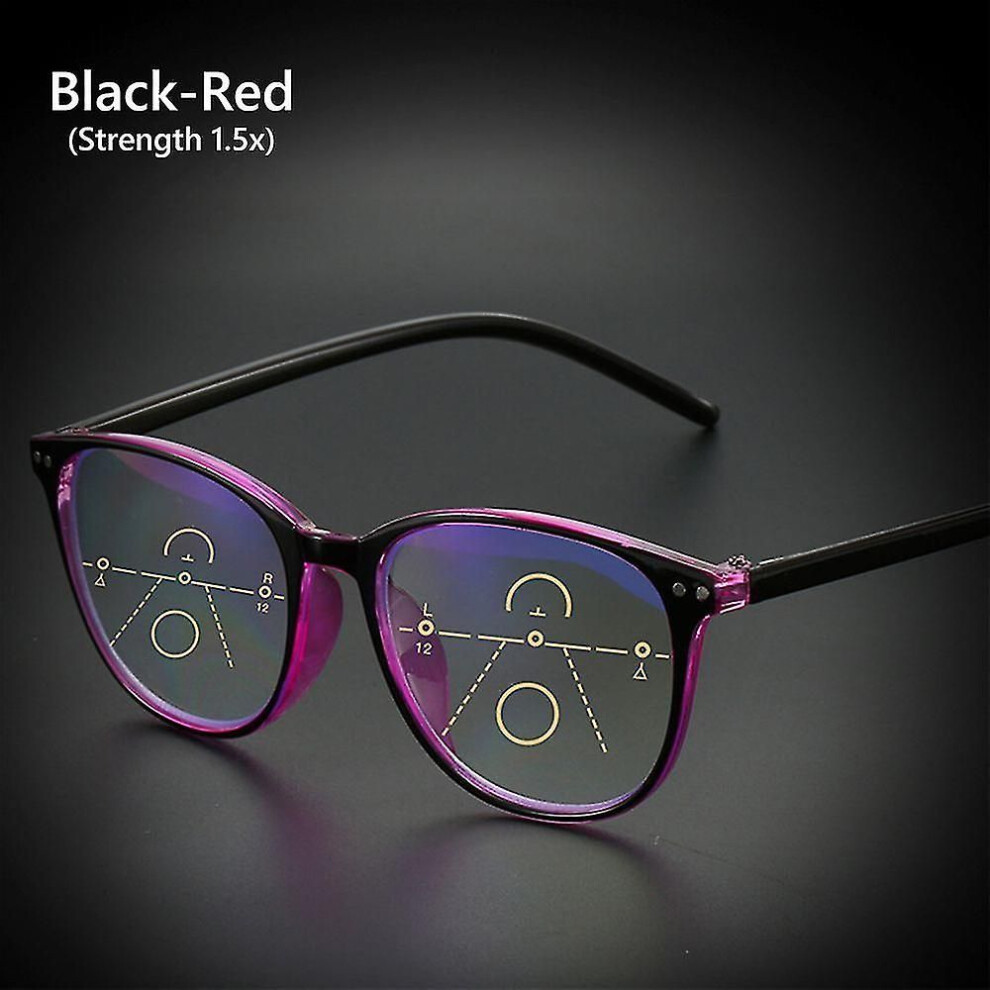 (Black-Red (1.5x)) Multifocal Reading Glasses Readers Computer Glasses Progressive Multifocus