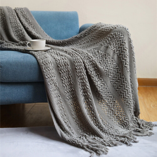 WJSXCSofa Cover Blanket Solid Color Knitted 1 Piece