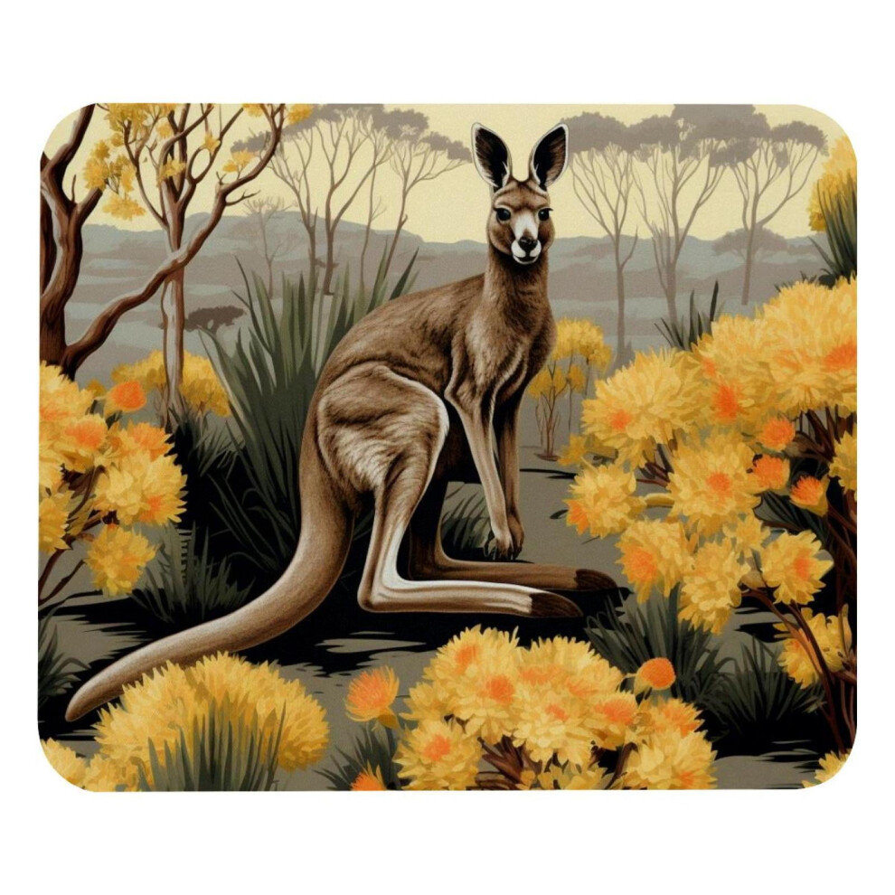 Square Mouse Pad Kangaroo Flowers Design 8.3X9.8 Inch 917087608770