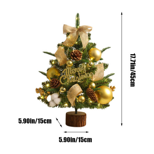 18 inch pre-lit mini Christmas tree gold artificial 2