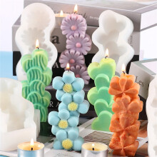 Silica Gel Candle Mold Heart Cactus Shape 2 pcs