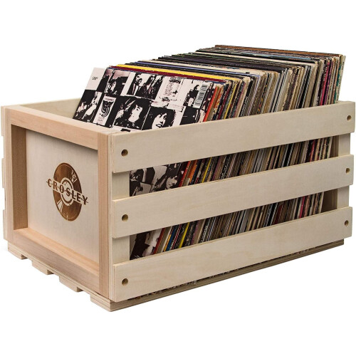 Record Storage Crate Natural Holds 75 Albums