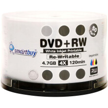 Blank DVD+RW 4X 4.7GB 120Min White Inkjet Printable Disc 50