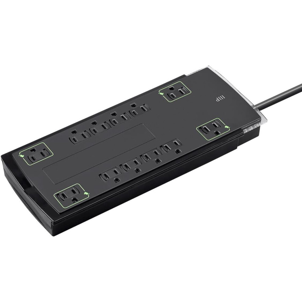 Surge Protector Power Strip 12 Outlet 10 Ft Black 917087624510