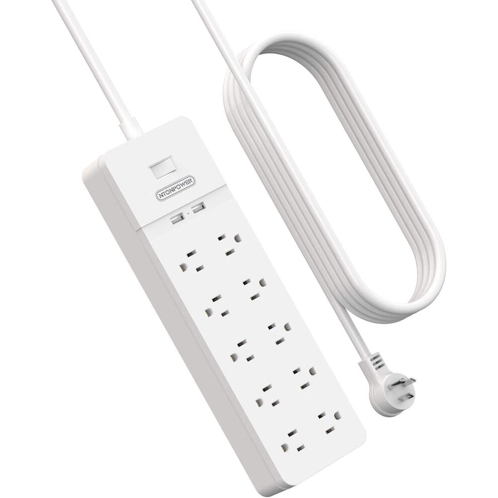 Power Strip With 15-Foot Cord, 10 Outlets And 2 Usb Ports 917087624350