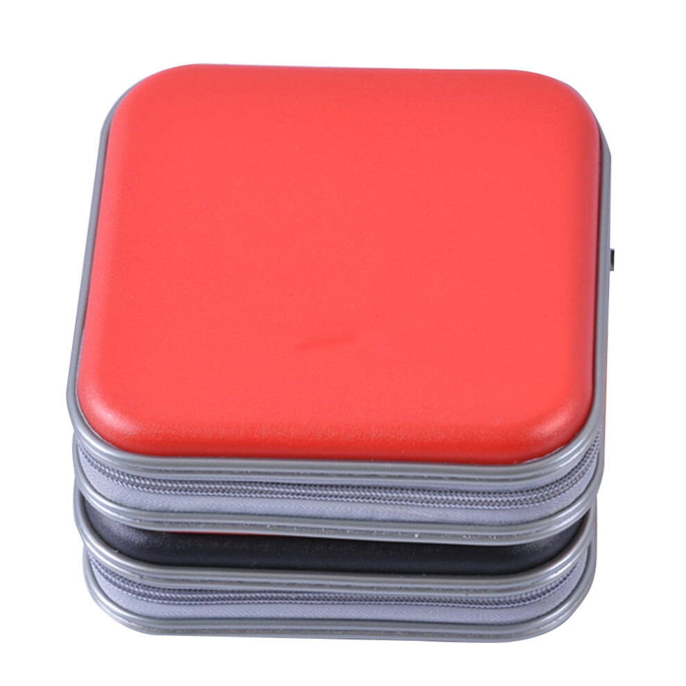 Cd Case Hard Plastic 40-Disc Wallet With Zipper Red/Blue/Black 917087623919