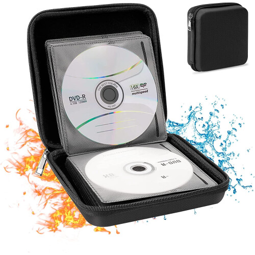 CD DVD Storage Case Fireproof EVA 32-Count