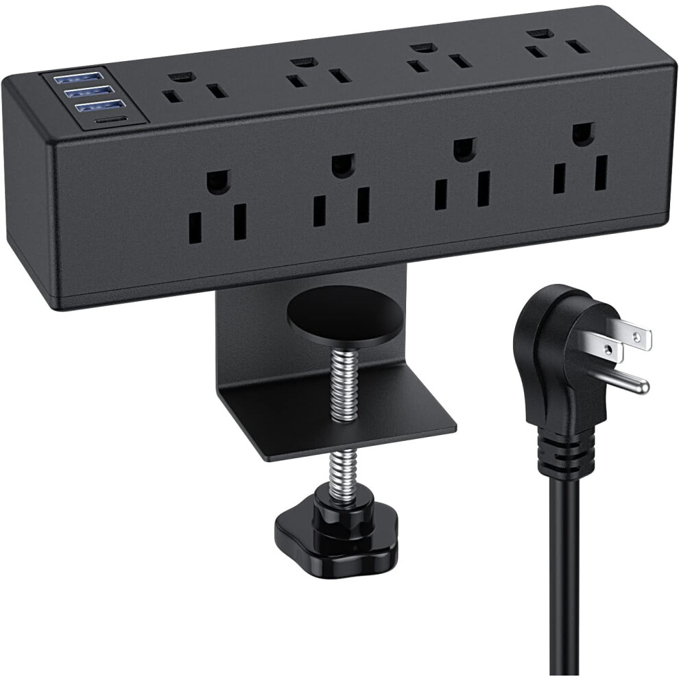 Desk Clamp Power Strip With 8 Outlets 3 Usb-A 1 Usb-C 917087624459