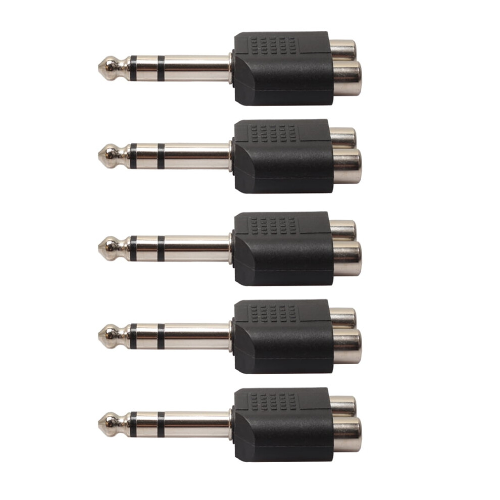 Stereo Plug To Dual Rca Splitter 6.35Mm 5Pcs Black 917087626576