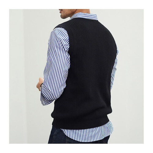 (S, Black) Mens Solid Sleeveless Pullover Outerwear Vest 2