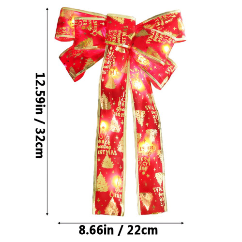 Christmas tree light warm gold bow pendant 2