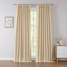 (Cream, 90" x 90") Pencil Pleat Curtains Thermal Blackout Ready Made Curtain Pair
