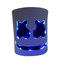(Green) Marshmello Led Mask Dj Cosplay Helmet Marshmello Costume Mask Light Up Led Mask Party Cosplay Mask