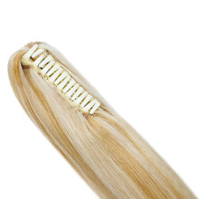 (18inch, blond&bleachblonde) Real Remy Human Hair Ponytail Extension Claw Clip In Hair Extensions Long Natural Straight Ponytail Hairpiece