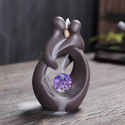 Incense Holder Waterfall Design Carved Wood 1pc 2