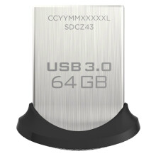 USB 64GB SanDisk Ultra Fit Flash Drive 3:0 Up to 150MB/s Black/Silver - Refurbished