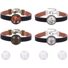 Leather Bracelet Kit Alloy Bezels 18mm 4pcs