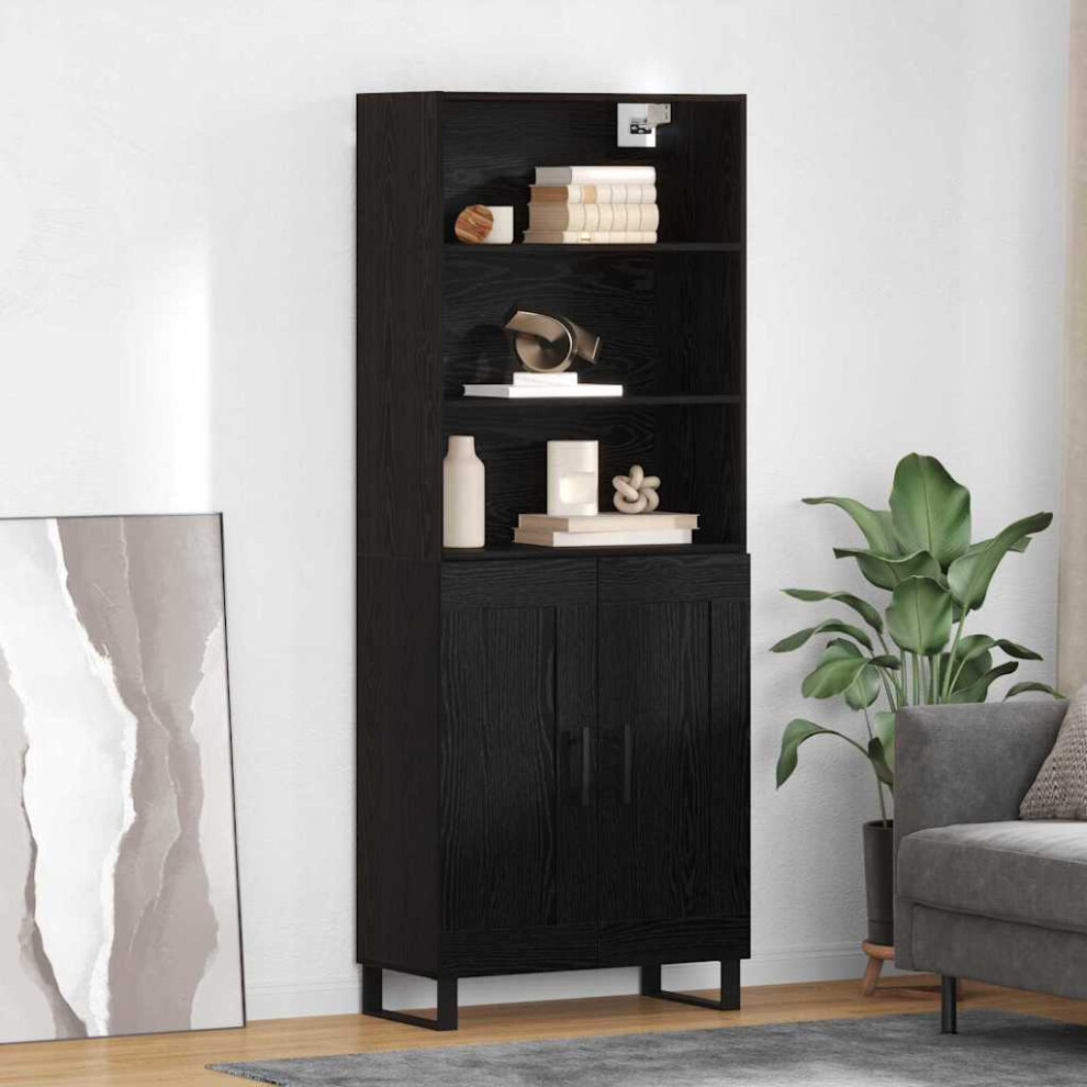 Vidaxl Highboard With Drawer 2 Pcs Black Oak Engineered Wood