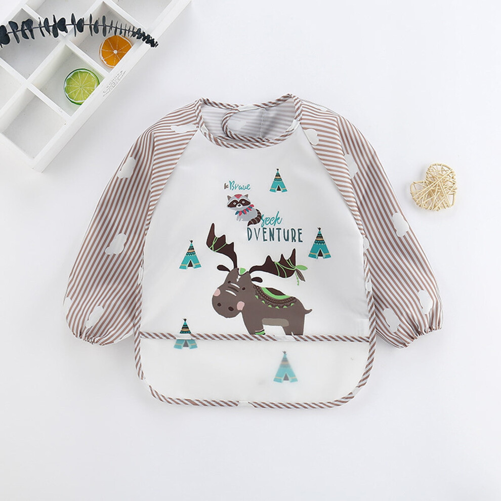 Baby waterproof smock bib with cartoon pattern