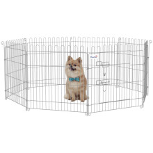 Parque para animais de estimação prateado para exterior com oito painéis, 63 cm