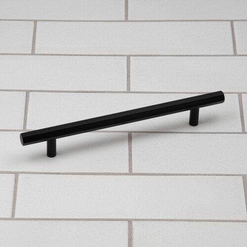 (160mm Handle) Matt Black Hexagon Cabinet Kitchen Handles 2