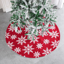 Jupe de sapin de Noël en fausse fourrure rouge de 122 cm (48 pouces) avec motif flocons de neige, compatible avec les décorations de sapin pour les