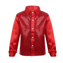(4-5 Years, blue) Kids Teens Boys Sequined Long Sleeve Shirt Hip Hop Jazz Disco Dance Shirt Tops Percompatible withmance Costumes