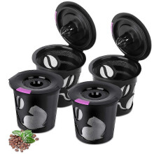 Lot de 4 dosettes de filtres à café réutilisables pour K-Eurig K-Mini/K-Duo, dosettes K-Cup individuelles rechargeables offertes