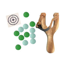 (green) Outdoor Hunting Slings Catapult Wooden Handle Set compatible with Target Shooting