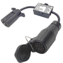 Adaptateur pour feux de remorque USA vers Europe : prise plate 7 broches (véhicule US) vers prise ronde 13 broches (remorque UE)
