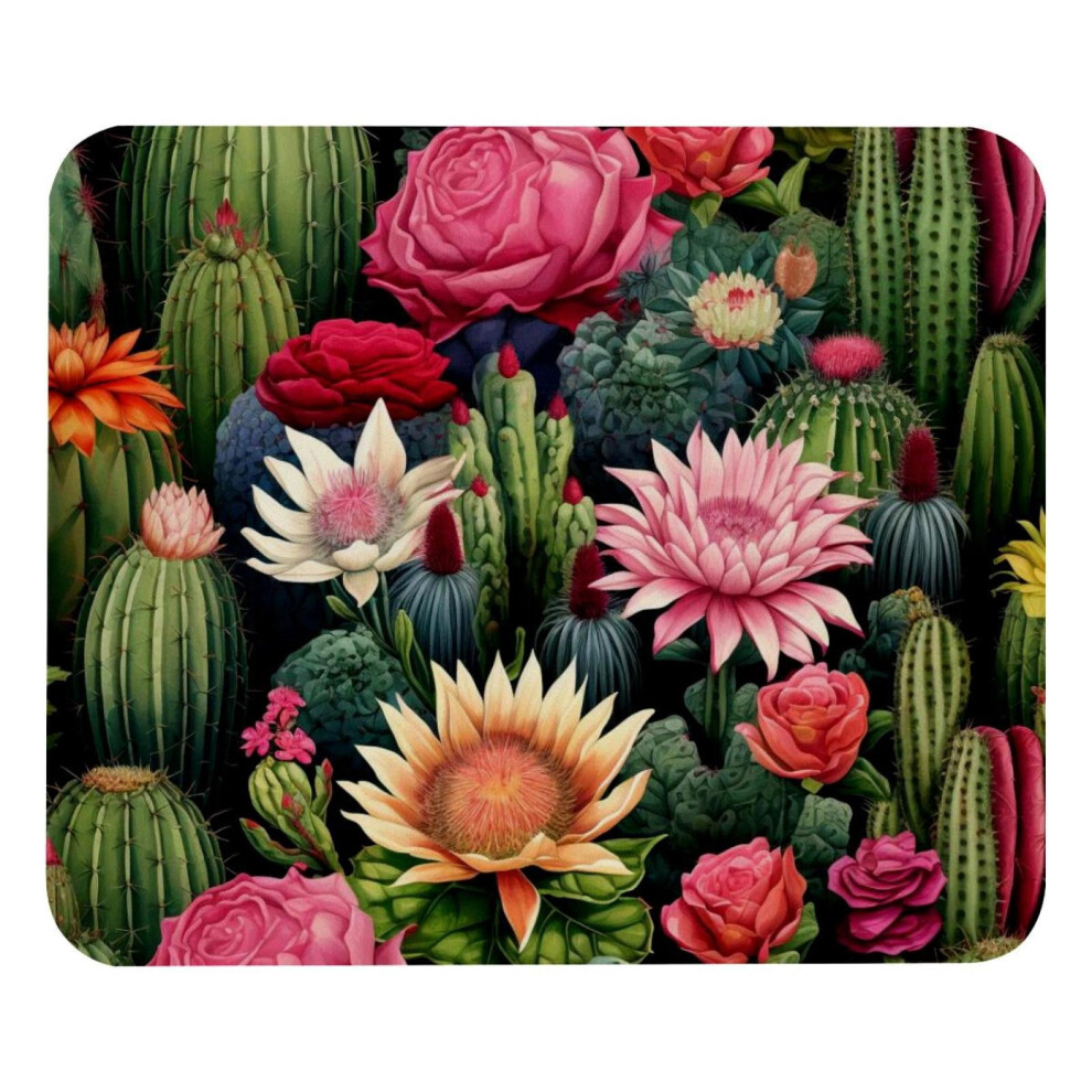 Square Mouse Pad 8.3X9.8 Inch Cactus Design Stitched Edge 917087608763