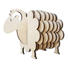 Posavasos de madera con forma de oveja en 3D, juego de posavasos de ovejas con diseños divertidos, posavasos de animales adorables.