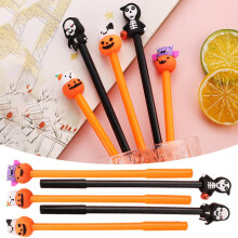 VOSS 1,2 ml Halloween gelpennenset, intrekbare balpen, meerkleurig, schattige pompoen- en vleermuisvormige kopjes, compatibel met potloden en