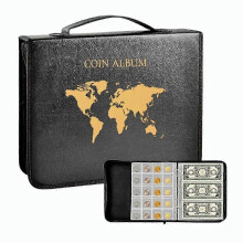 Album philatélique portable à 200 panneaux en PVC pour collection de pièces de monnaie, avec fermeture éclair.
