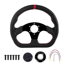 Volante de cuero de 320 mm para juegos de carreras de PC de 13 pulgadas, piezas de carreras de drift, volante modificado