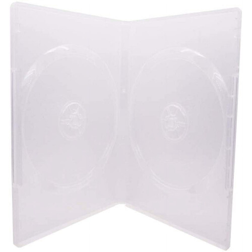 Θήκη DVD διπλής χωρητικότητας 14 χιλιοστών, διαφανής, με εξωτερικό διαφανές