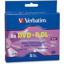 DVD+R DL 8.5GB 8X AZO silver branded surface 5pk